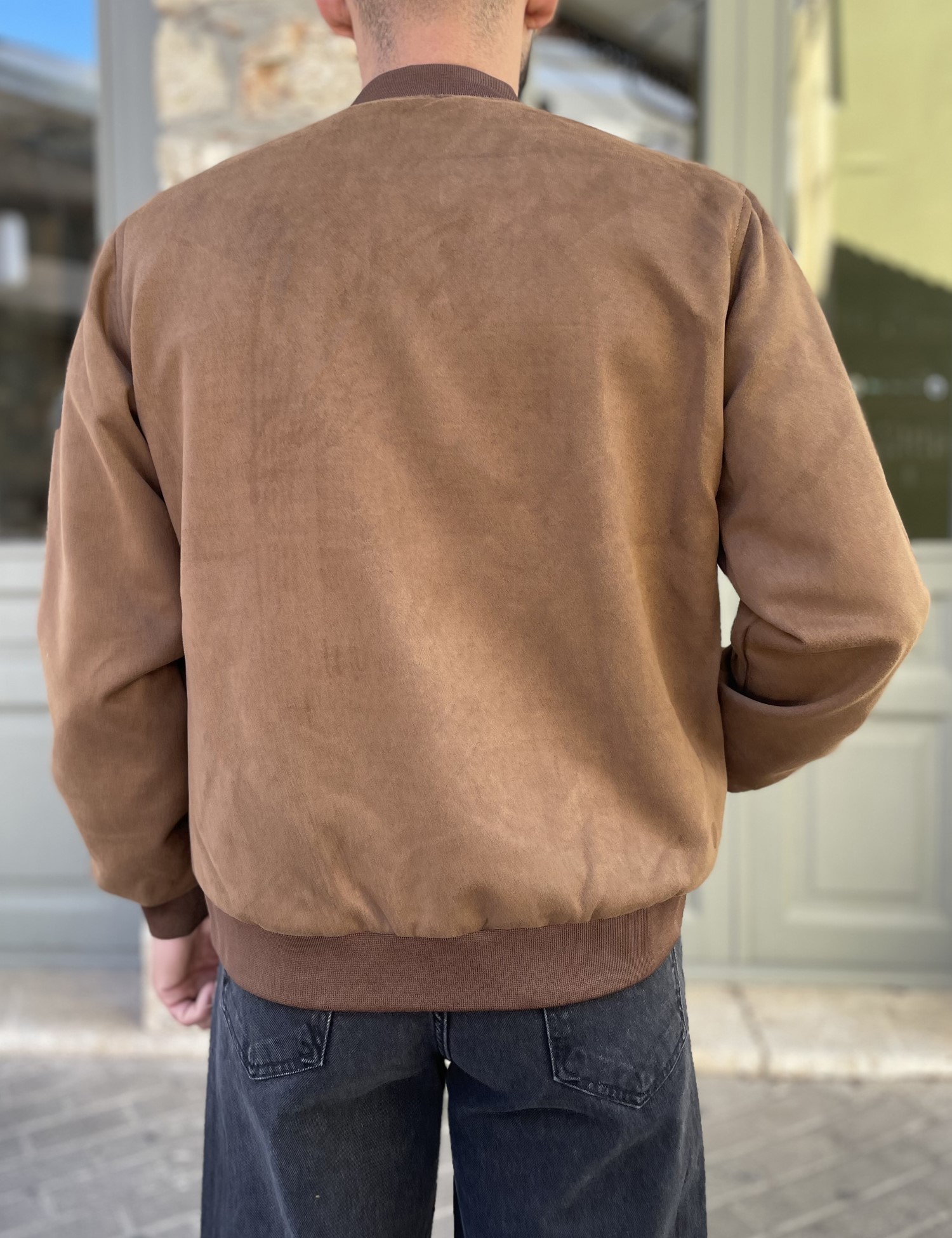 Ανδρικό ταμπά σουέτ μπουφάν Bomber HM264049T φωτογραφία